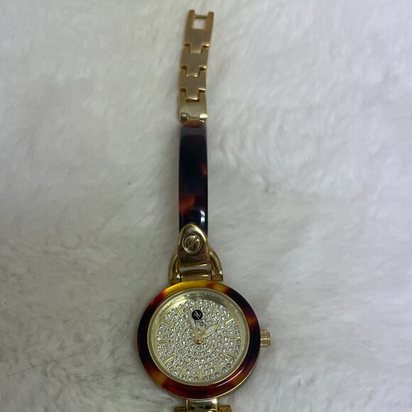 NWOT Beautiful Adrienne Vittadini Woman's Watch 8" Two-toned Gold/Tortoiseshell - Picture 7 of 7